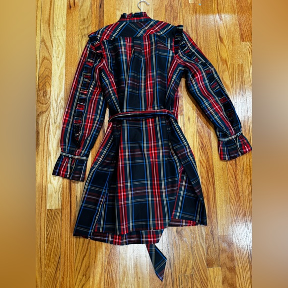 Belted ruffle dress in black Stewart tartan - Picture 4 of 5